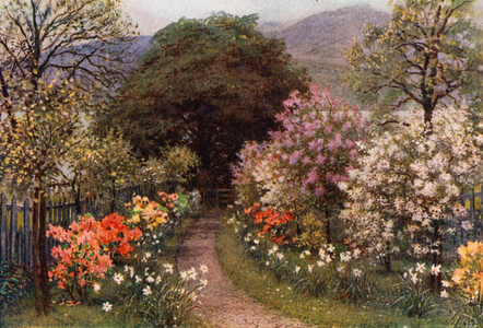 Path to the Lake at Brantwood, Lancashire (colour litho)