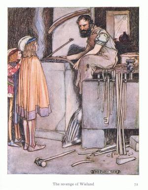 The revenge of Wieland (colour litho)