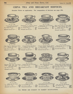 Page from Army and Navy Stores Catalogue, 1939-40 (litho)