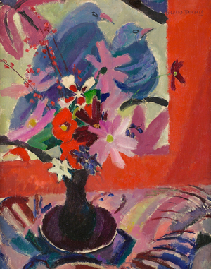 Flowers with birds, c.1926 (oil on canvas)
