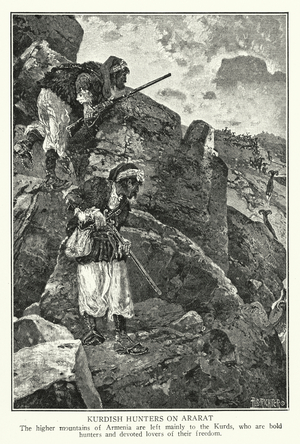 Kurdish hunters on Ararat (litho)
