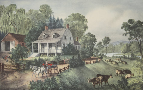 American Homestead -  Summer, pub. 1868,  Currier & Ives (colour litho)