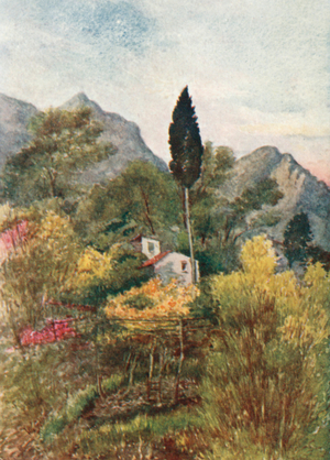 In the Borrigo Valley, Mentone (colour litho)