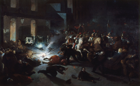 Orsini's assassination attempt in front of the Opéra on January 14, 1858, 1862 (oil on canvas)