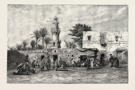 Market in Esneh. Egypt, Engraving 1879