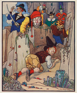 Illustration for Gulliver's Travels by Jonathan Swift (colour litho)