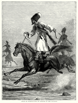 Feats of Horsemanship by Cossacks of the Caucasus (engraving)