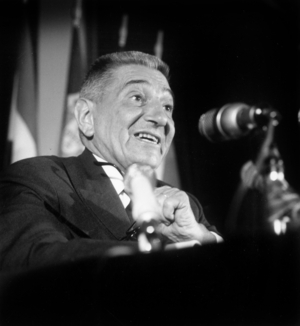 Jean Louis Tixier-Vignancour, Candidate at French Presidential Elections, here during A Press Ocnfernece on September 10, 1965 (b/w photo)