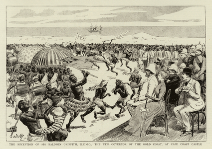 The Reception of Sir Baldwin Griffith, KCMG, the New Governor of the Gold Coast, at Cape Coast Castle (engraving)