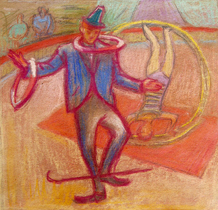Clown Juggler, 1965 (pastel on paper)