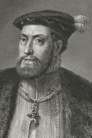 Charles V, Holy Roman Emperor and Archduke of Austria, king of Spain, portrait, 1856 (engraving)