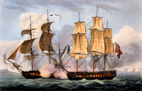 The Capture of La Confiante, May 31st 1798, from 'The Naval Achievements of Great Britain' by James Jenkins, engraved by Thomas Sutherland, published 1817 (hand-coloured aquatint)