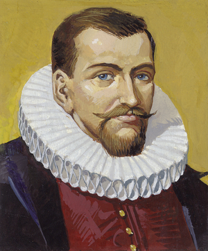 Henry Hudson, 17th Century Explorer (gouache on paper)