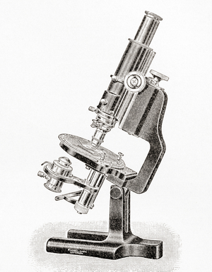 Polarized light microscope, from Meyers Lexicon, pub. 1928