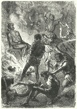 Execution of Gyorgy Dozsa, leader of a peasants' revolt in Hungary, and his followers, 1514 (engraving)