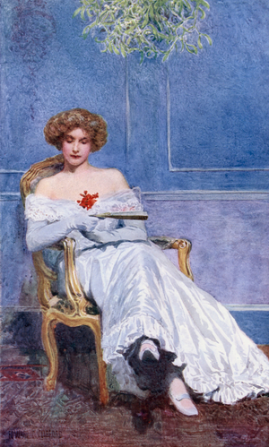 Under the Mistletoe (colour litho)