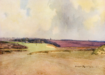 Golf Courses: Walton Heath, Second Shot at the Seventh Hole (colour litho)