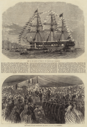 Visit of the Prince and Princess of Wales to the Training-Ship Worcester (engraving)