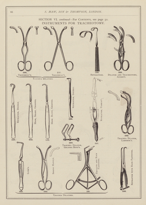 Illustration for S Maw, Son & Thompson’s  medical catalogue, 1891 (engraving)
