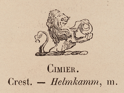 Le Vocabulaire Illustre: Cimier; Crest; Helmkamm (engraving)