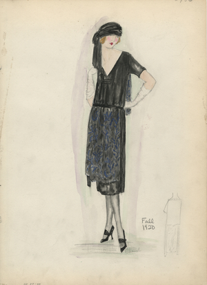 Day Dress, Chanel, Fall 1920 (pencil & watercolour on paper)