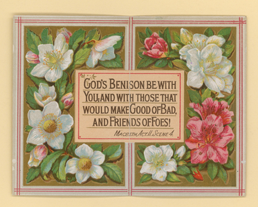 Card, with quotation from Shakespeare's Macbeth (chromolitho)