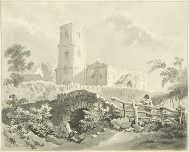 Tickenham Church, 1824 (pencil & watercolour on paper)
