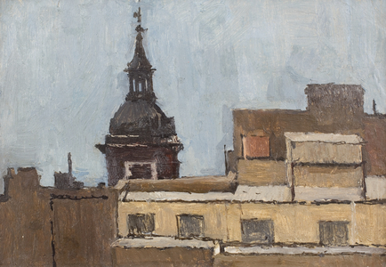 Church in the City, c. 1955 (Oil on fibreboard)