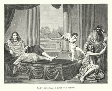 Moliere invoquant le genie de la comedie (engraving)