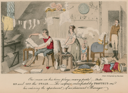 One man in his time plays many parts (coloured engraving)