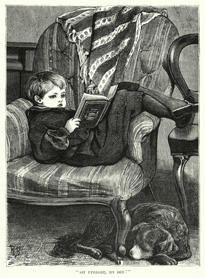 "Sit upright, my boy!" (engraving)