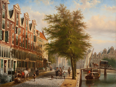 View of the Leidsegracht and Herengracht, Amsterdam (oil on panel)