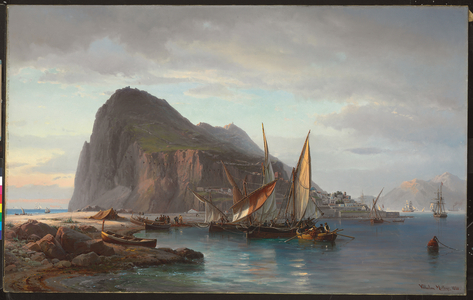 Shipping off Gibraltar, 1880 (oil on canvas)