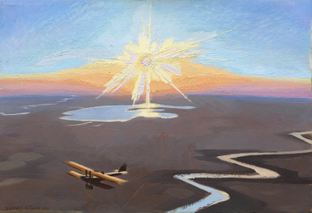 Flying Over the Desert at Sunset, Mesopotamia, 1919 (oil on canvas)