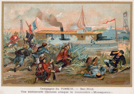 Ambush of a French Ship at Bac-Ninh (chromolitho)