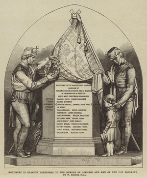 Monument in Glasgow Cathedral to the Memory of Officers and Men of the 71st Regiment, by W Brodie, RSA (engraving)