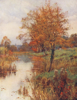 The dead leaves fall gently and sadly through the calm, sweet air (colour litho)