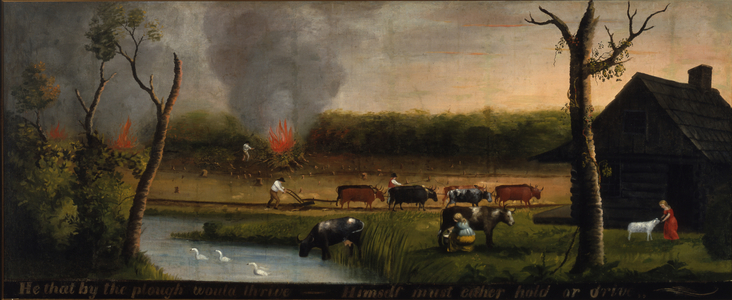 He that by the plough would thriveHimself must either hold or drive, c.1825-50 (oil on canvas)