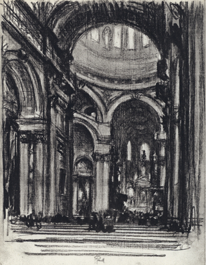 St Paul's, The Nave (litho)
