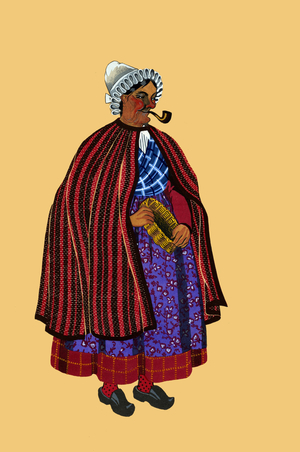 Lady Peasant Farmer from Arras Smokes a Pipe
