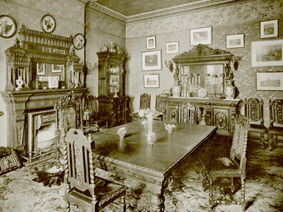 A Dining-Room in an English House (b/w photo)