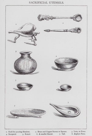 India: Sacrificial Utensils (engraving)
