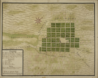 Plano del presidio de Santa Rosa Maria del Sacramento dependiente de la governacion de Coaguila y situado en la altura de 28 grados y 15 minutos de latitud boreal y 268° y 49' longitud contados desde el meridiano de Tenerife.
