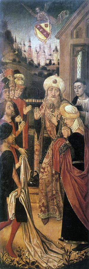 Jacob Weeping over the Joseph's Blood-stained Cloak'. Vranck van der Stockt (before 1420-c1495) South Netherlandish painter.