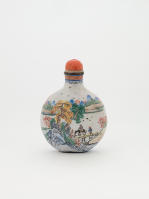 Snuff bottle with lid (enamel on metal)