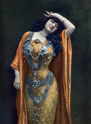 French actress Emma Calve as Salome in play Herodiade, in Paris, photo by Cautin et Berger from french paper "Le Theatre" november 11, 1903