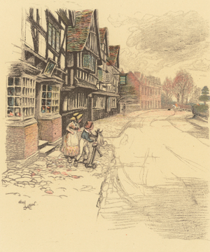 The King's Head, Ombersley (colour litho)