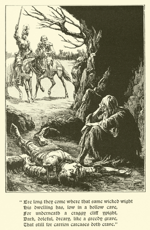 The Red Cross Knight, In The Cave Of Despair (engraving)