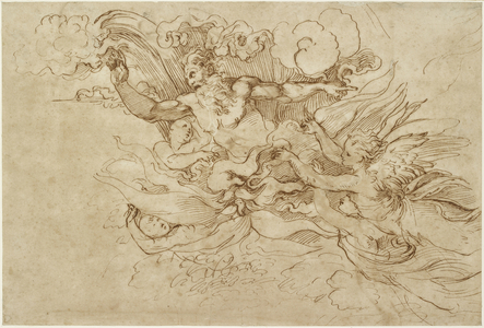 Recto: Study for God appearing to Moses, WA1846.138 (pen & brown ink on paper, possibly over minimal blind stylus indications)