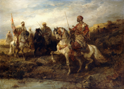 Arab Warriors on Horseback,  (oil on canvas)
